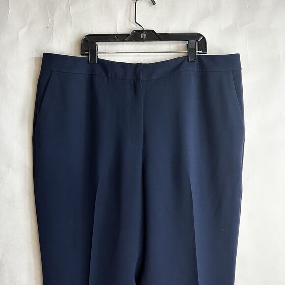 Lafayette 148 New York Size 14 Navy Blue Clinton Ankle Pants Straight High Rise - Picture 3 of 8